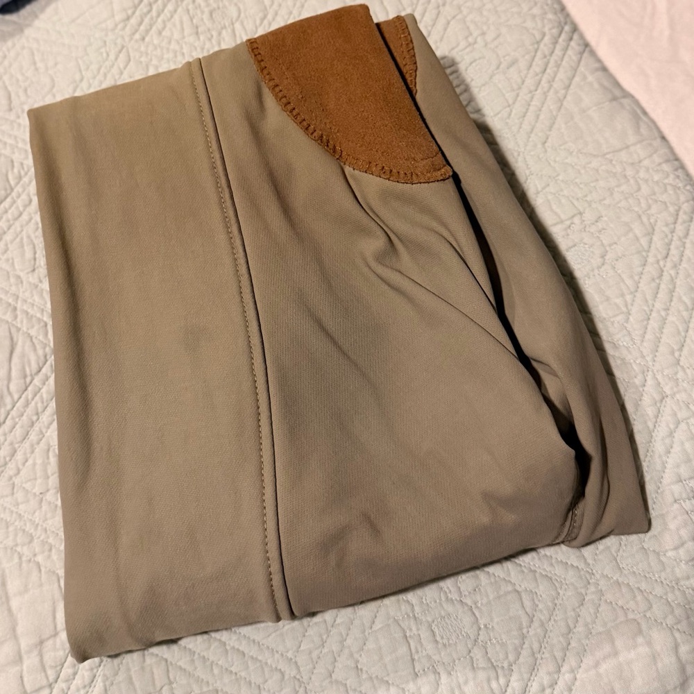 Ovation Children’s beige show breeches with ultra suede knee patches